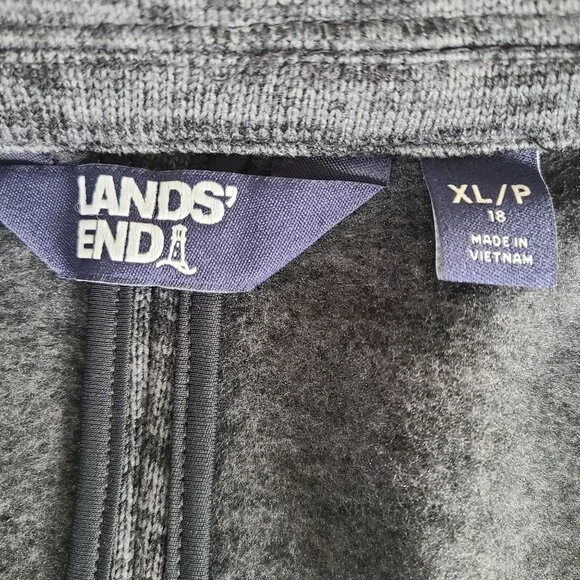 Lands End Women's Gray Textured Blazer Jacket XL/P 18 Polyester Soft Comfy - Picture 3 of 11